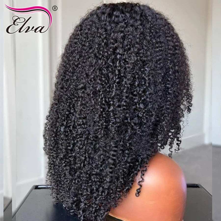 HAIR WIG ~ ELVA HAIR 13X6 HD LACE FRONTAL WIG ~ HUMAN HAIR CURLY LACE FRONT WIG PRE PLUCKED 5X5 HD LACE CLOSURE WIG ~ 180% DENSITY