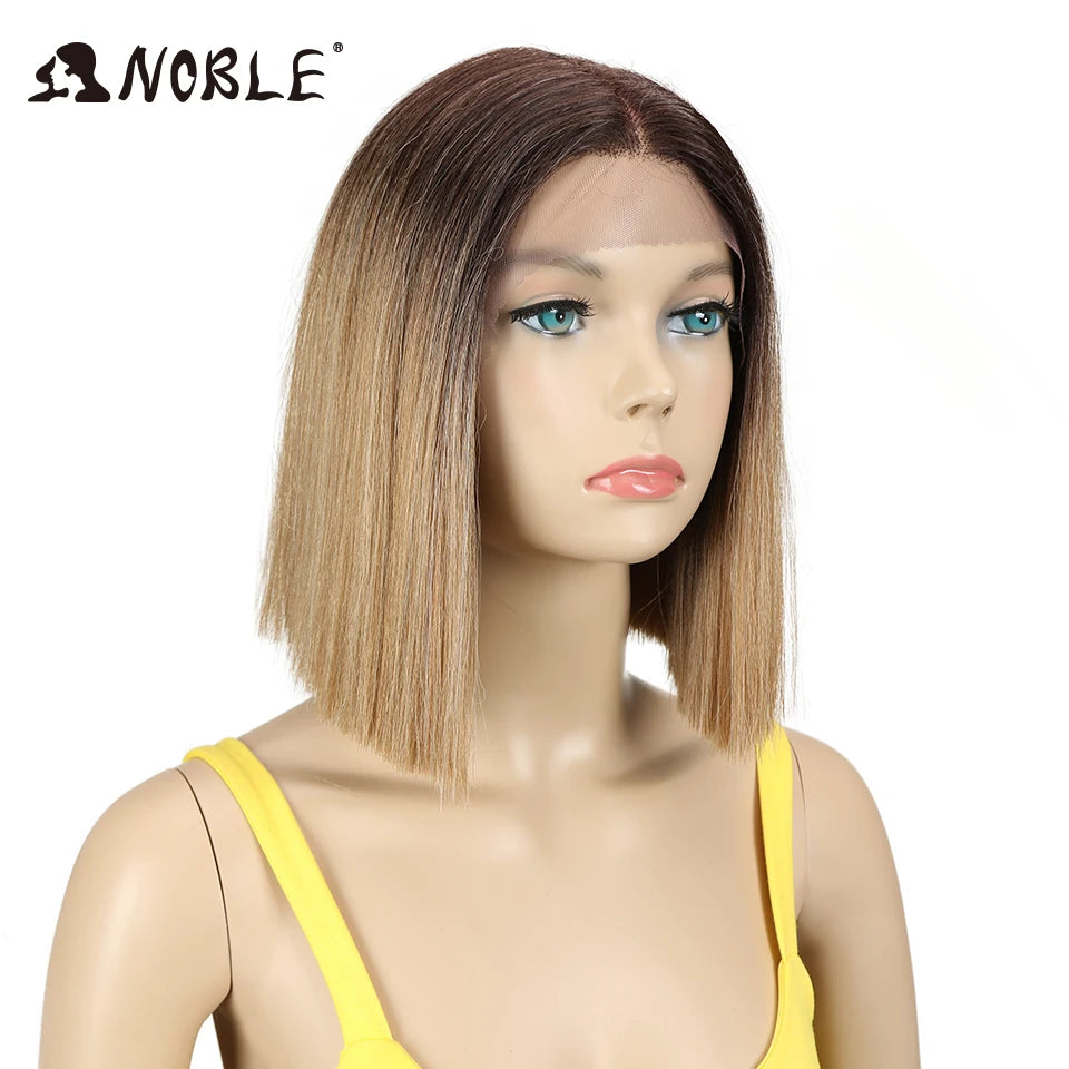 HAIR WIG ~ Noble Hair Lace Wig 10 Inch 1B Color Short Straight Wigs ~ Synthetic