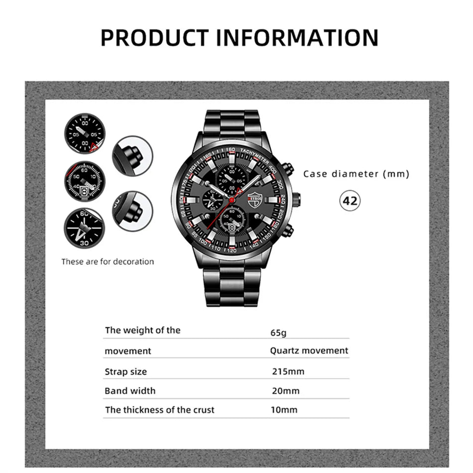 WATCH ~ FASHION MENS SPORTS WATCH ~ STAINLESS STEEL QUARTZ WRIST WATCH