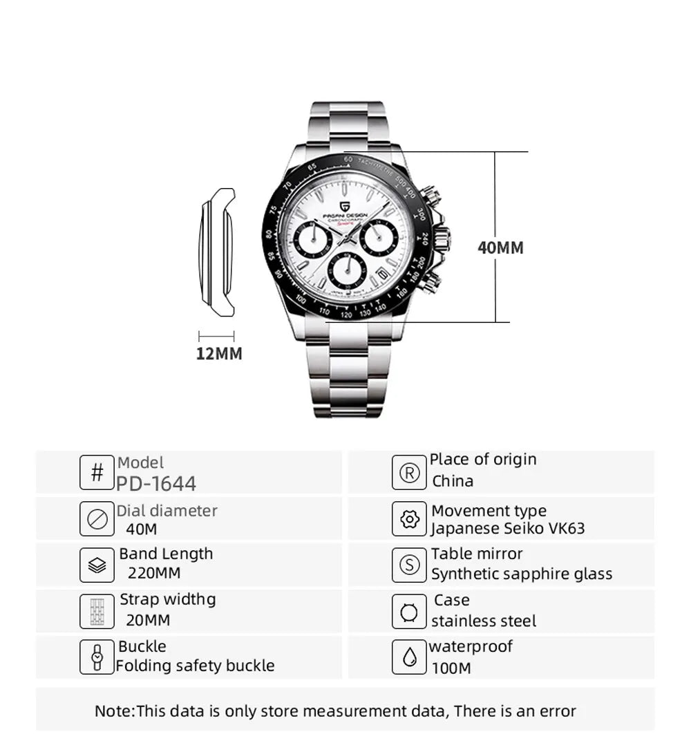 WATCH ~ PAGANI DESIGN 2023 New Men Watches Quartz Business Watch ~ Men Chronograph VK63