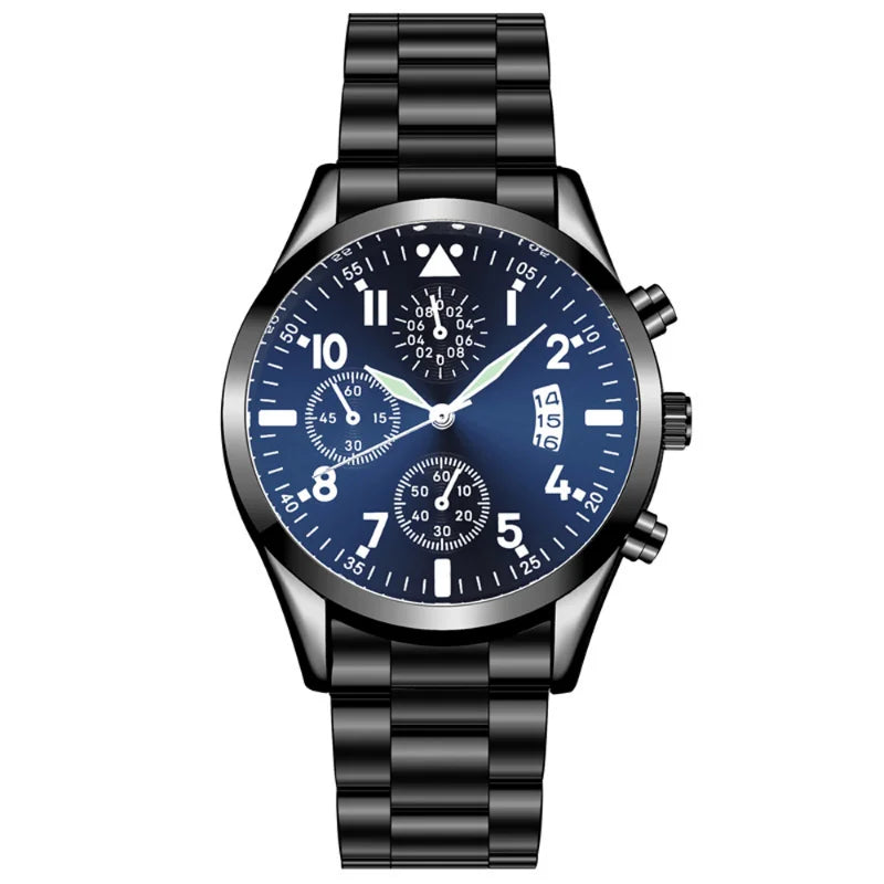 WATCH ~ QUARTZ WRISTWATCH LUMINOUS MEN WATCHES ~ CLASSIC CALENDAR MALE BUSINESS STEEL CLOCK