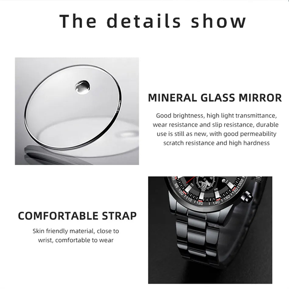 WATCH ~ FASHION MENS SPORTS WATCH ~ STAINLESS STEEL QUARTZ WRIST WATCH