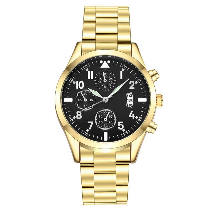 WATCH ~ QUARTZ WRISTWATCH LUMINOUS MEN WATCHES ~ CLASSIC CALENDAR MALE BUSINESS STEEL CLOCK
