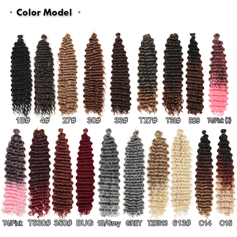 HAIR EXTENSIONS ~ DEEP WAVE TWIST CROCHET HAIR ~ 22INCHES NATURAL SYNTHETIC BRAIDING HAIR ~ 3PCS/6PCS/9PCS