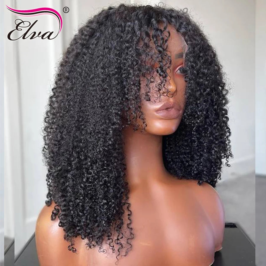 HAIR WIG ~ ELVA HAIR 13X6 HD LACE FRONTAL WIG ~ HUMAN HAIR CURLY LACE FRONT WIG PRE PLUCKED 5X5 HD LACE CLOSURE WIG ~ 150% DENSITY