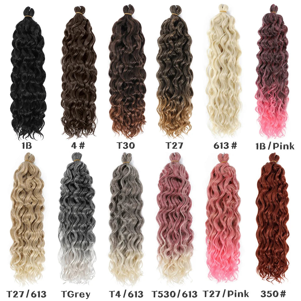 OCEAN WAVE BRAIDING HAIR EXTENSIONS SYNTHETIC HAIR OMBRE CURLY ~ 1PC