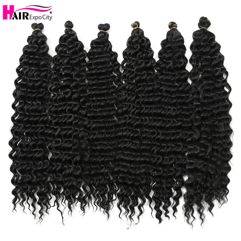 HAIR EXTENSIONS ~ DEEP WAVE TWIST CROCHET HAIR ~ 22INCHES NATURAL SYNTHETIC BRAIDING HAIR ~ 3PCS/6PCS/9PCS