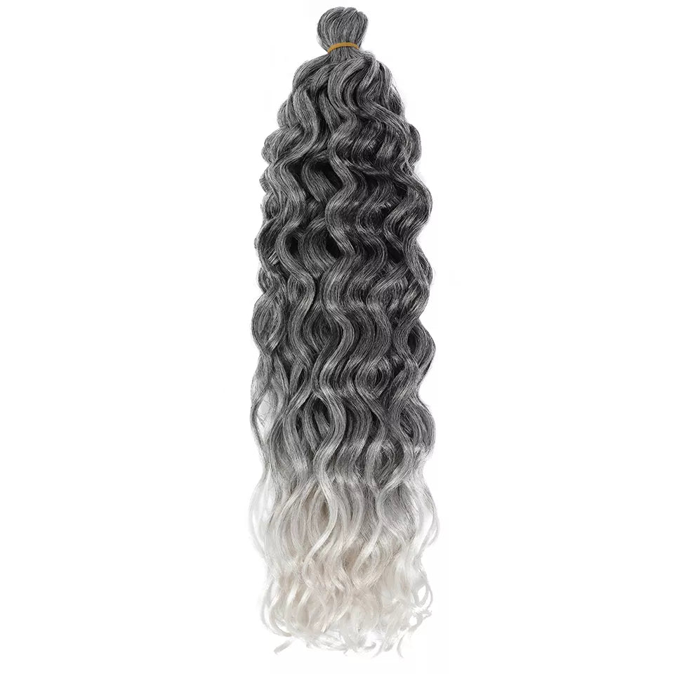 OCEAN WAVE BRAIDING HAIR EXTENSIONS SYNTHETIC HAIR OMBRE CURLY ~ 1PC