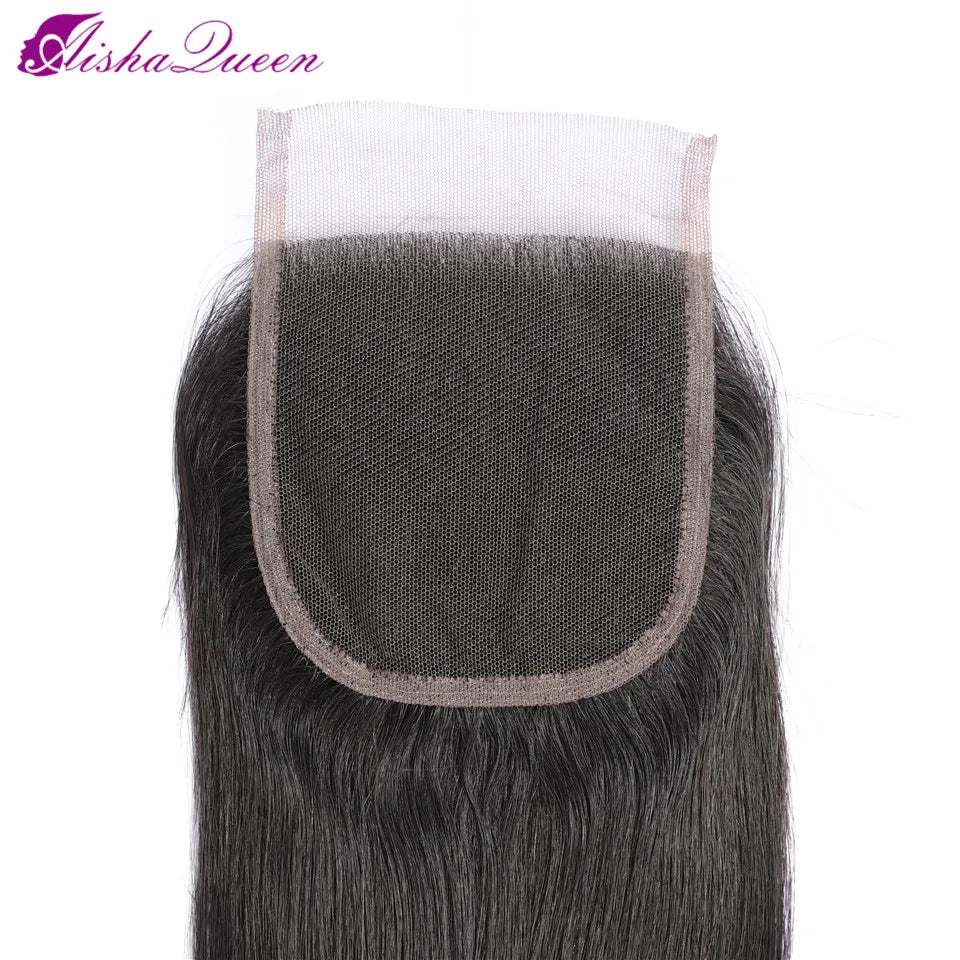 HAIR CLOSURE ~ 4X4 LACE CLOSURE FREE PART SWISS LACE MEDIUM BROWN LACE COLOR CLOSURES BRAZILIAN HAIR