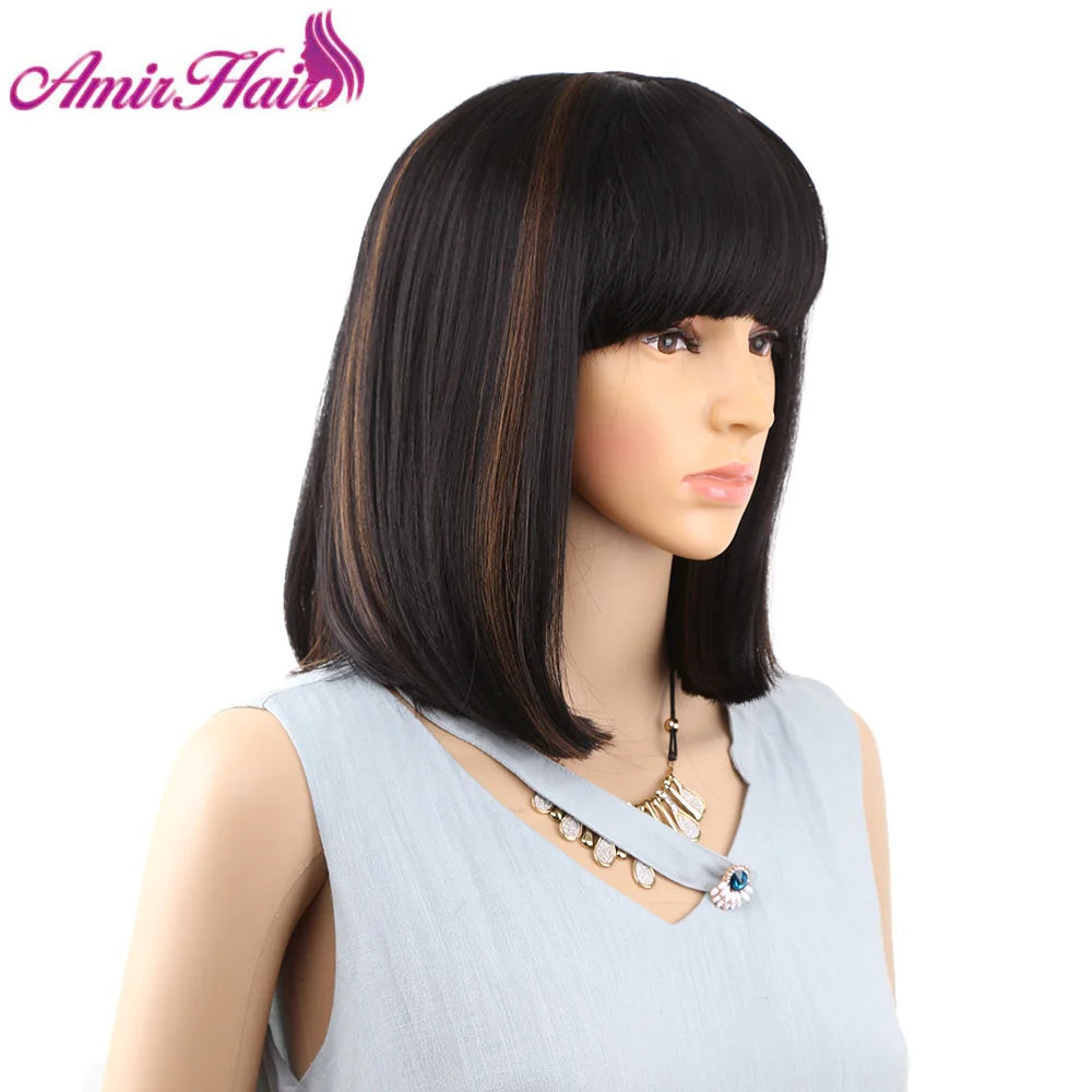 HAIR WIG ~ AMIR STRAIGHT HAIR BOB WIG ~ SHORT SYNTHETIC HAIR WIGS