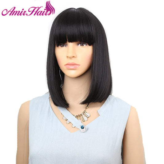 HAIR WIG ~ AMIR STRAIGHT HAIR BOB WIG ~ SHORT SYNTHETIC HAIR WIGS