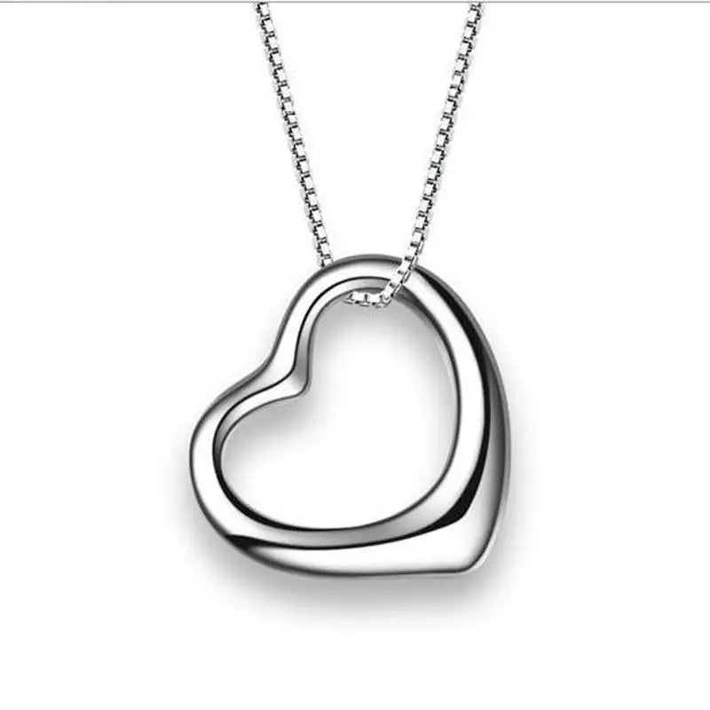 NECKLACE ~ SIMPLE FASHION STERLING SILVER NECKLACE JEWELRY ~ TRENDY HEART PENDANT NECKLACE FOR WOMEN