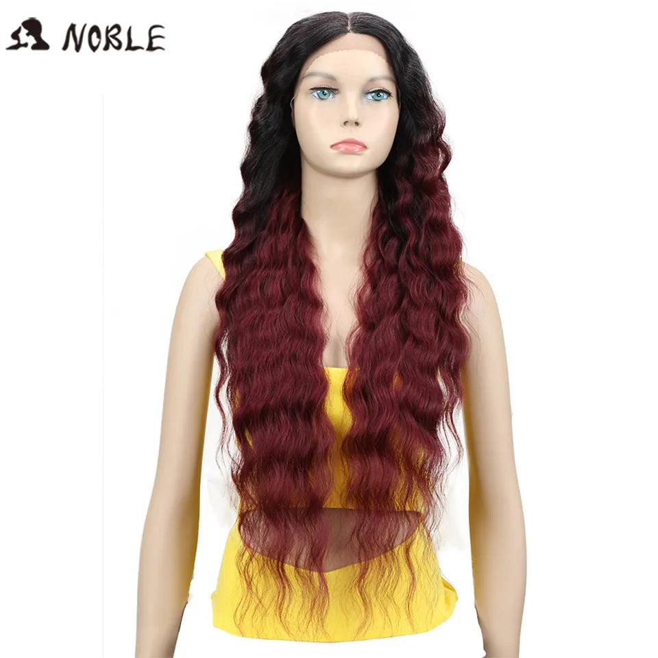 HAIR WIG ~ NOBLE HAIR LACE WIG OMBRE WIG WAVY DARK ROOT SYNTHETIC LACE WIGS ~ 30 INCHES