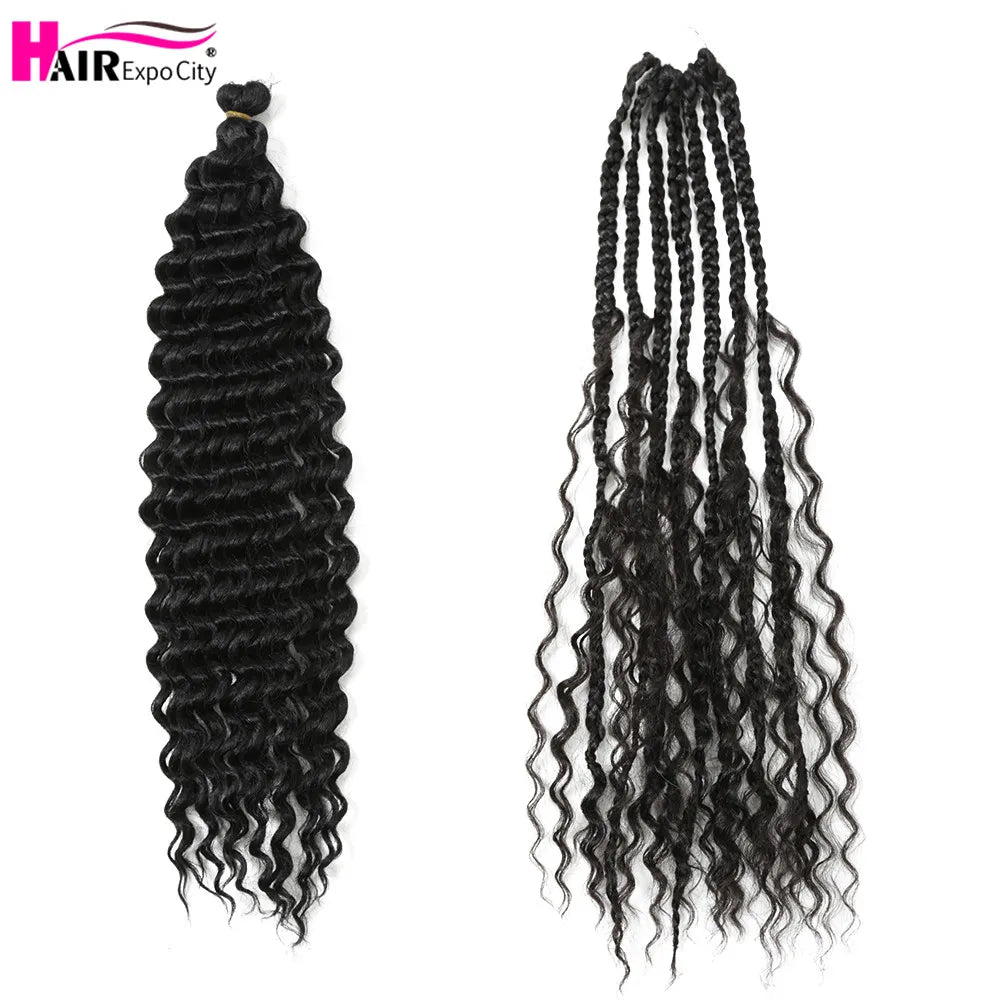 HAIR EXTENSIONS ~ DEEP WAVE TWIST CROCHET HAIR ~ 22INCHES NATURAL SYNTHETIC BRAIDING HAIR ~ 3PCS/6PCS/9PCS