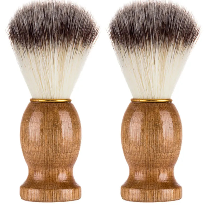 AA HAIR ACCESSORIES ~ NATURAL COLOR SHAVING BRUSH ~ FACIAL BEARD CLEANING BRUSH WITH WOOD HANDLE