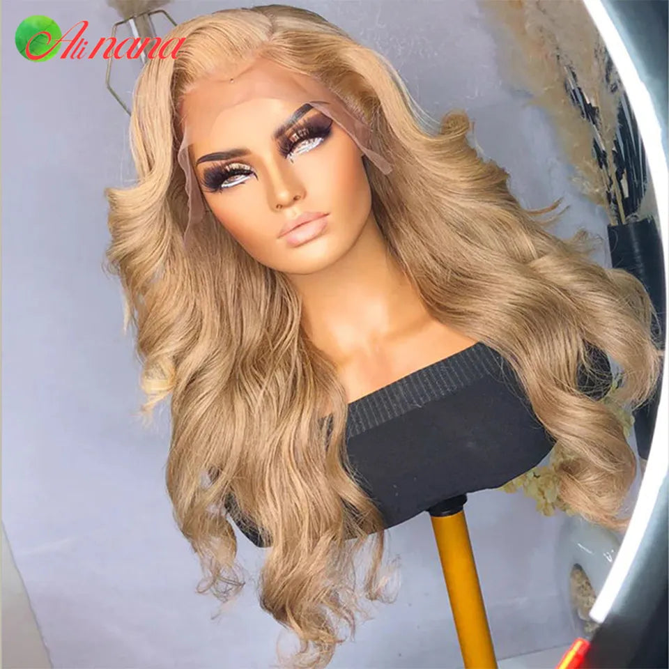 HAIR WIG ~ GLUELESS WEAR GO 13X4 LACE FRONTAL WIG BODY WAVE HUMAN HAIR 5X5 LACE CLOSURE WIG ~ ASHE BLONDE