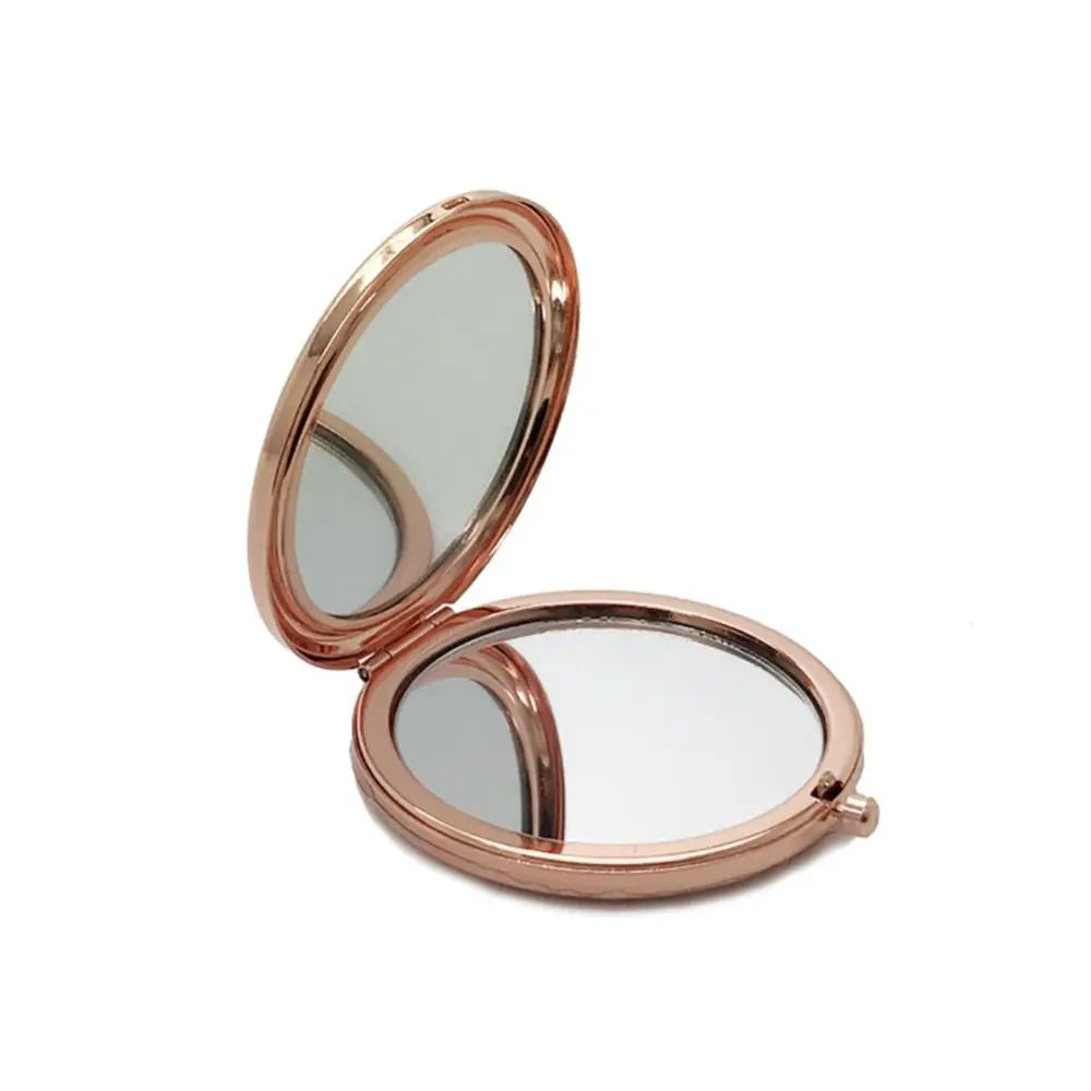 BEAUTY TOOL ~ PORTABLE SOLID COLOR METAL ROUND CASE DOUBLE-SIDE POP-UP POCKET COMPACT MIRROR