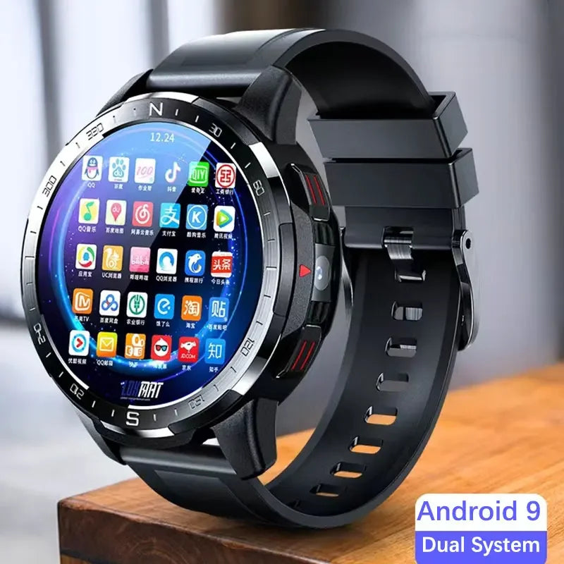 WATCH ~ SMARTWATCH ~ DUAL SYSTEM 4G NET 5MP HD CAMERA SMARTWATCH ~ BIG BATTERY 1000MAH MESSAGE SIM CALL HEART RATE BLUETOOTH AI SPORT MEN BLOOD OXYGEN