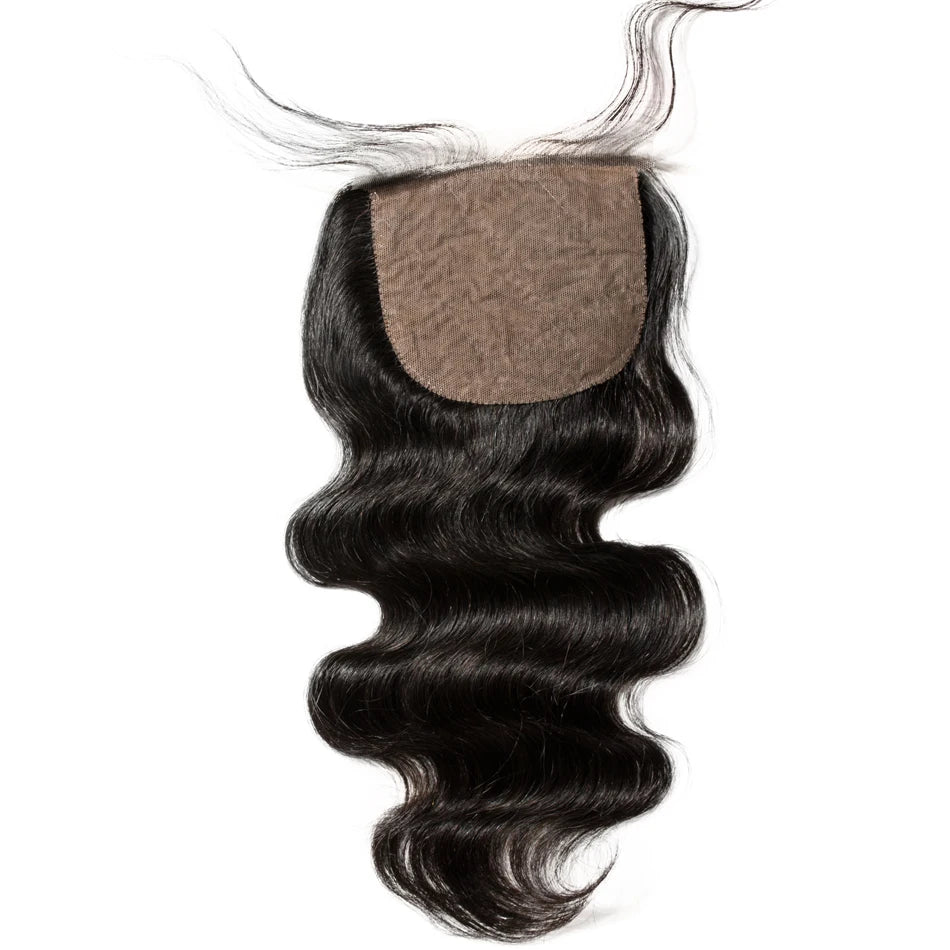 HAIR CLOSURE ~ BRAZILIAN 4X4 BODY WAVE SILK BASED CLOSURES HUMAN HAIR PRE-PLUCKED HAIRLINE VIRGIN HAIR 3PART LACE CLOSURES