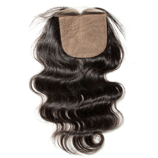 HAIR CLOSURE ~ BRAZILIAN 4X4 BODY WAVE SILK BASED CLOSURES HUMAN HAIR PRE-PLUCKED HAIRLINE VIRGIN HAIR 3PART LACE CLOSURES