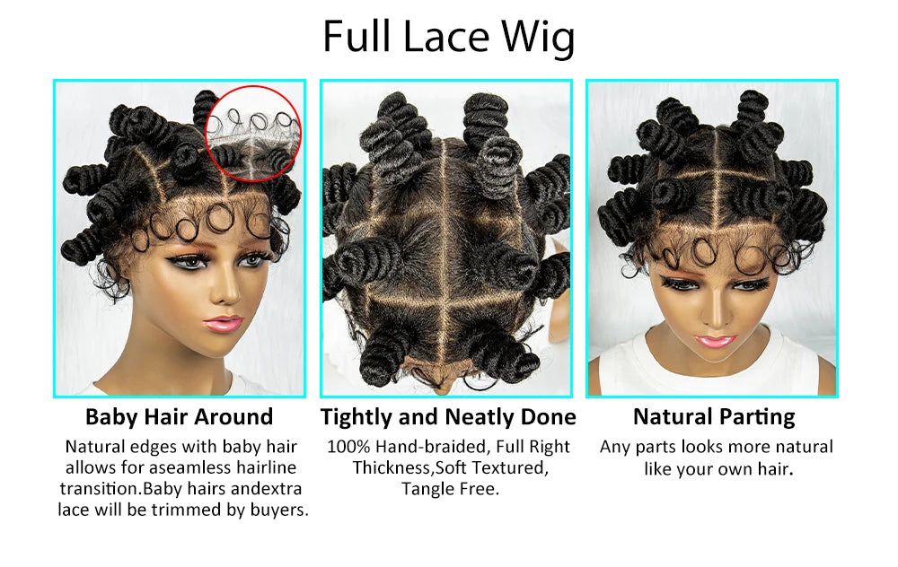 HAIR WIG ~ KNOTLESS BRAIDS WIG SYNTHETIC BOX BRAIDED HAIR ~ FULL LACE